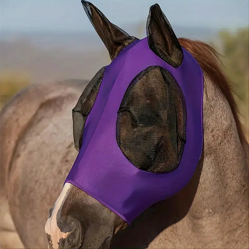 Breathable Horse Mask, Comfortable Mesh Horse Fly Mask With Ear, Equestrian Supplies