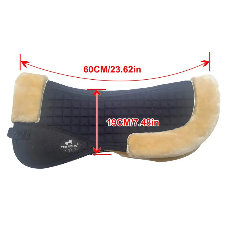 Horse Half Pad for English Saddle, The Outer Woven Fabric Is Made Of 100% with A Shape-retaining Foam Insert. The Cushioned Synthetic Sheepskin Is Thick, Soft, Non-Shedding, Easy to Clean