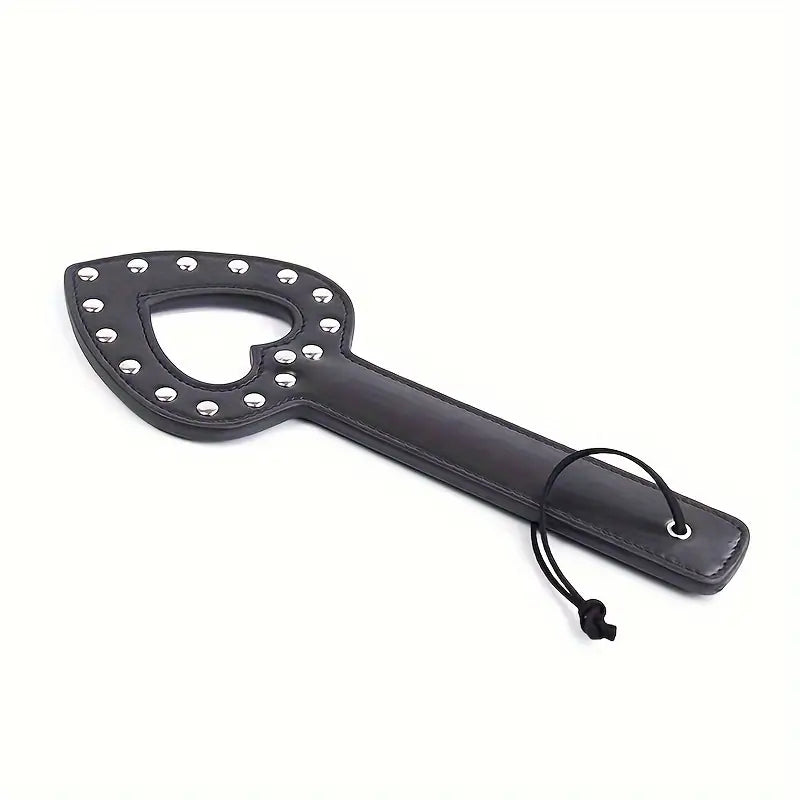 Premium Faux Leather Horse Whip with Punk Studs - Versatile Equestrian Crop for All Riders, Black