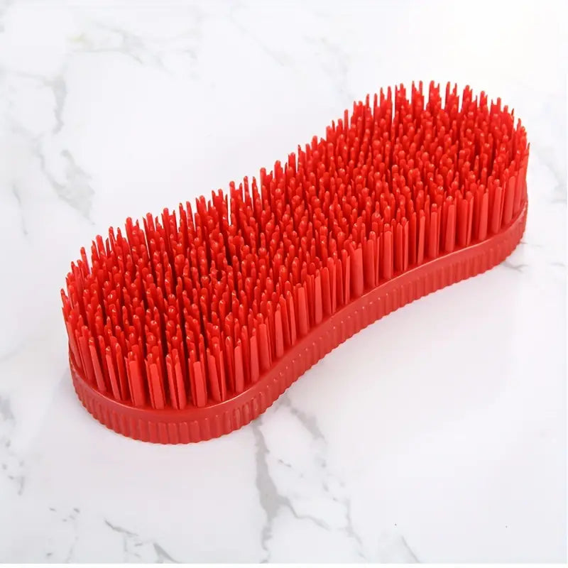 1pc Horse Grooming Brush, Durable Plastic With Soft Rubber Bristles, Gentle Care, Effective Cleaning & Massage Tool For Horses, Multi-functional Equestrian Supplies