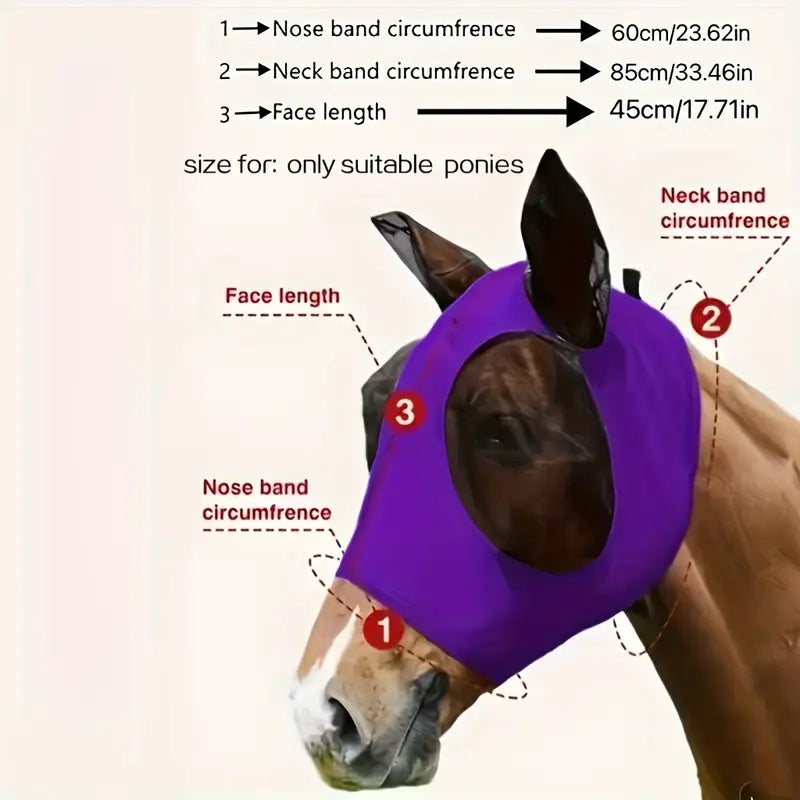 Breathable Horse Mask, Comfortable Mesh Horse Fly Mask With Ear, Equestrian Supplies