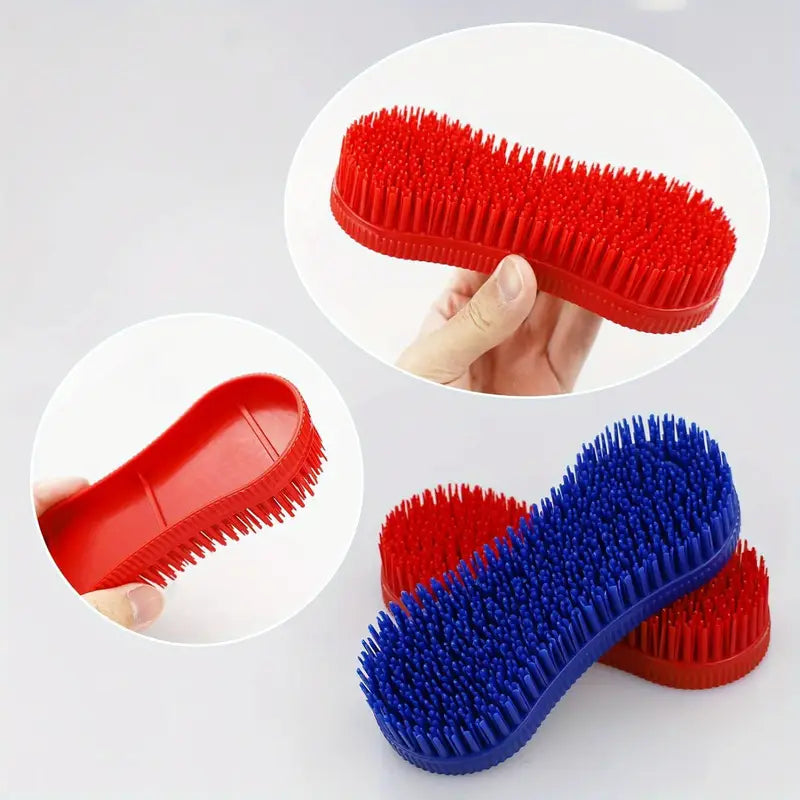 1pc Horse Grooming Brush, Durable Plastic With Soft Rubber Bristles, Gentle Care, Effective Cleaning & Massage Tool For Horses, Multi-functional Equestrian Supplies