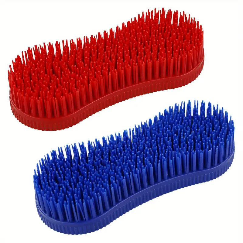 1pc Horse Grooming Brush, Durable Plastic With Soft Rubber Bristles, Gentle Care, Effective Cleaning & Massage Tool For Horses, Multi-functional Equestrian Supplies