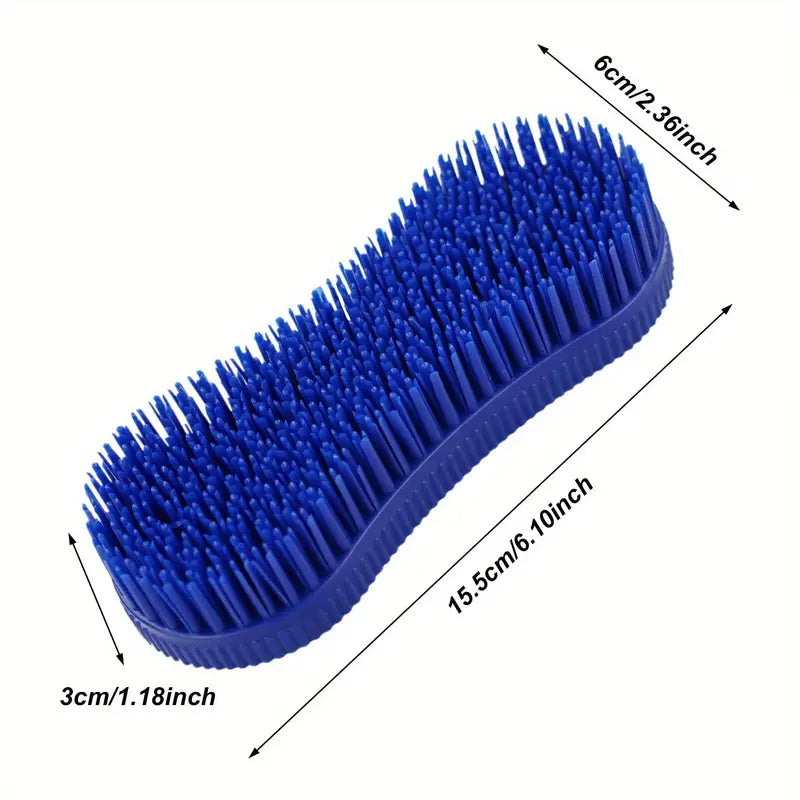 1pc Horse Grooming Brush, Durable Plastic With Soft Rubber Bristles, Gentle Care, Effective Cleaning & Massage Tool For Horses, Multi-functional Equestrian Supplies