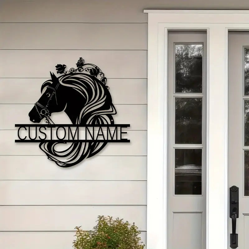 1pc Customized Beautiful Horse Head Wall Art, Personalized Names Beautiful Horse Head Signs, Farmhouse Wall Decor, Metal Beautiful Horse Head Art, Custom Names Porches And Patios Decor, Gifts