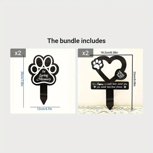 1pc Heart Shaped Memorial Plaque Stake, Paw Wooden Garden Stake Cemetery Decoration, Cemetery Marker, Cemetery Insert Sign To Commemorate Pet, Tombstone Memorial Sign With Stake, Outdoor Courtyard Cemetery Graveyard Decoration