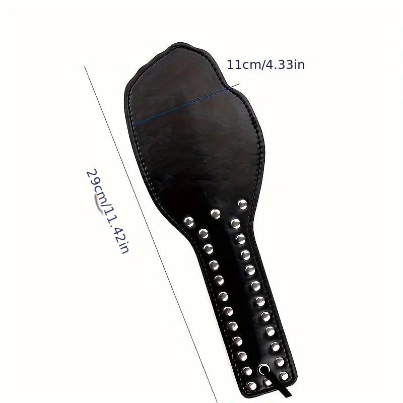 Premium Faux Leather Horse Whip with Punk Studs - Versatile Equestrian Crop for All Riders, Black