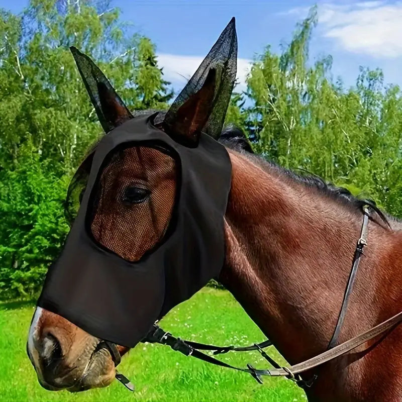 Breathable Horse Mask, Comfortable Mesh Horse Fly Mask With Ear, Equestrian Supplies