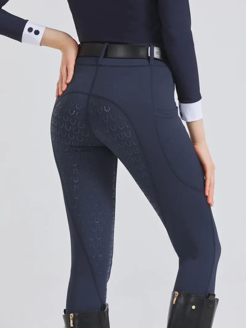 Slim High Elastic Riding Sports Pants, Women's Equestrian Activewear (without Belt)