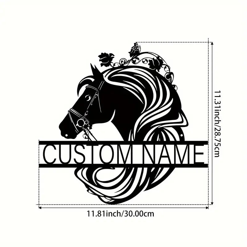 1pc Customized Beautiful Horse Head Wall Art, Personalized Names Beautiful Horse Head Signs, Farmhouse Wall Decor, Metal Beautiful Horse Head Art, Custom Names Porches And Patios Decor, Gifts